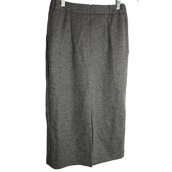 12 Storeez Wool Pencil Skirt XS Grey Drawstring Elastic Waist Pockets Lined - Picture 3 of 5